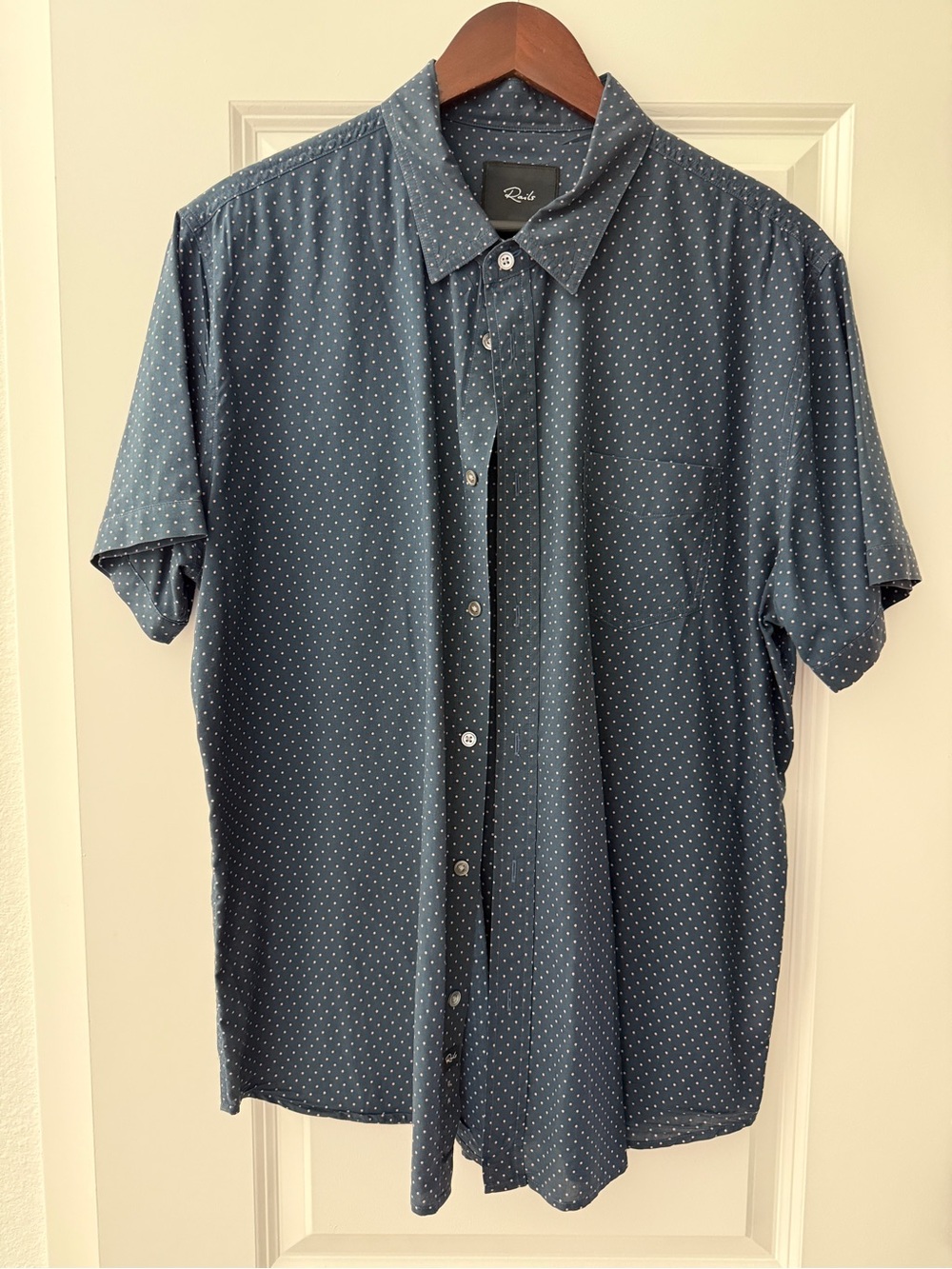 Rails Men's Navy Blue Short-Sleeve Button-Down with Subtle Microdots